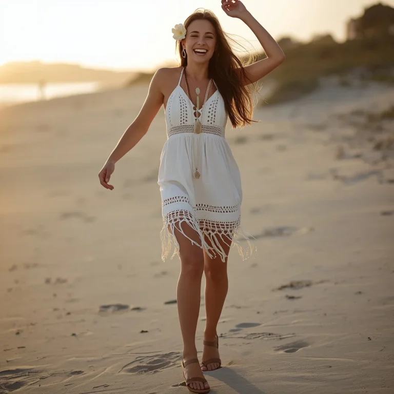 Boho Crochet Mini Dress: A Free-Spirited Western Beach Party Outfit | instagram girl gemini prompt