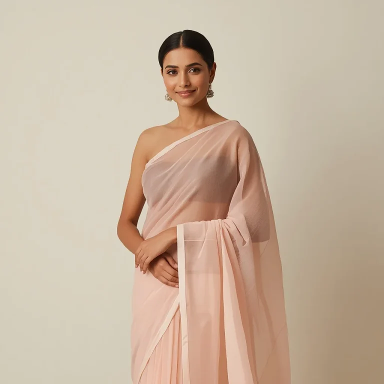 Elegant Simplicity: Indian Woman in a Plain Pastel Organza | Elegant Indian Woman
