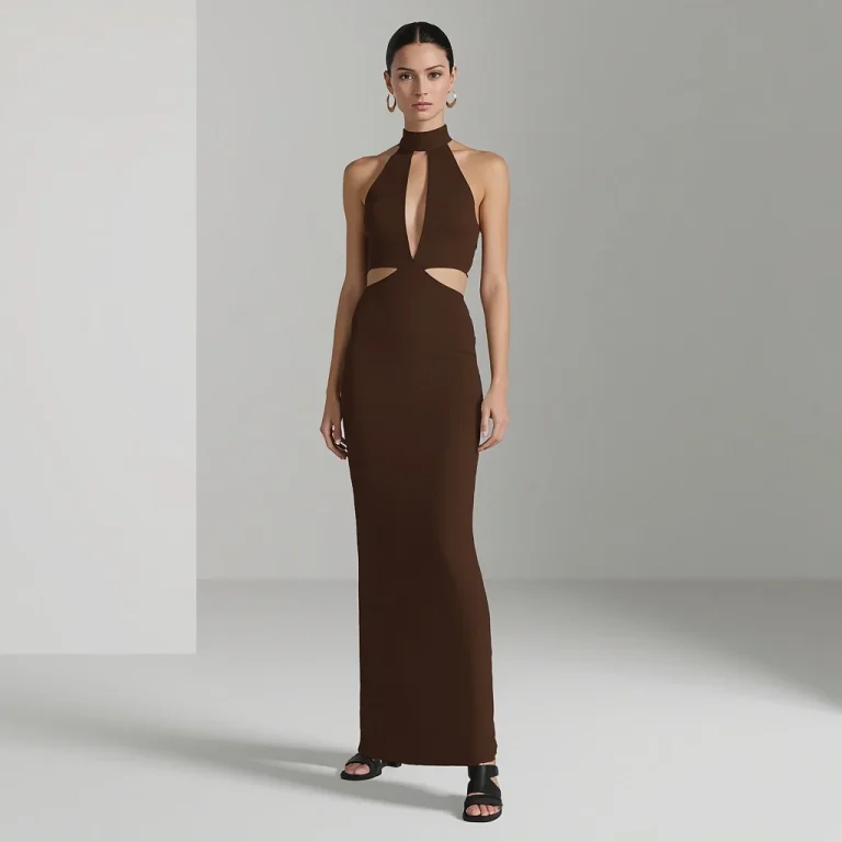 Latest Trend: A Cutout Halter Neck Maxi Dress | Edgy High-fashion Editorial