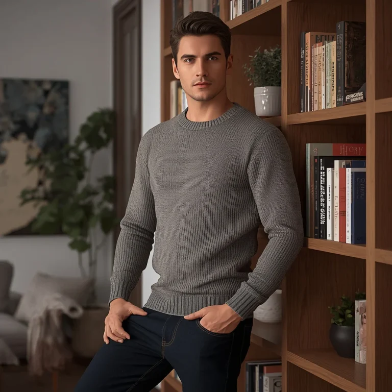 Man in a Casual Knit Sweater, Cozy Indoor Setting | Gemini ai photo traditional boy prompt