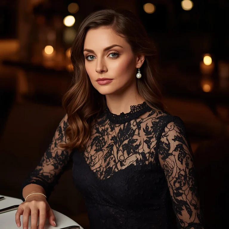 Sophisticated Lace Midi: A Romantic Evening Soiree | Girls trending prompt Gemini instagram